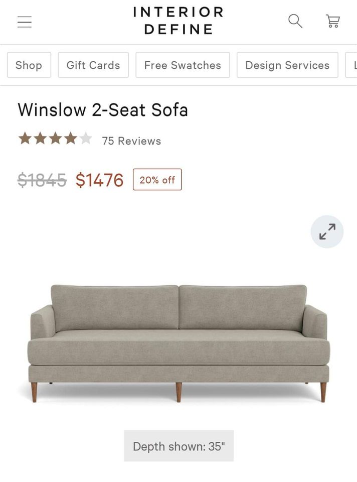 Brand New Velvet Winslow sofa by Interior Define roomii™