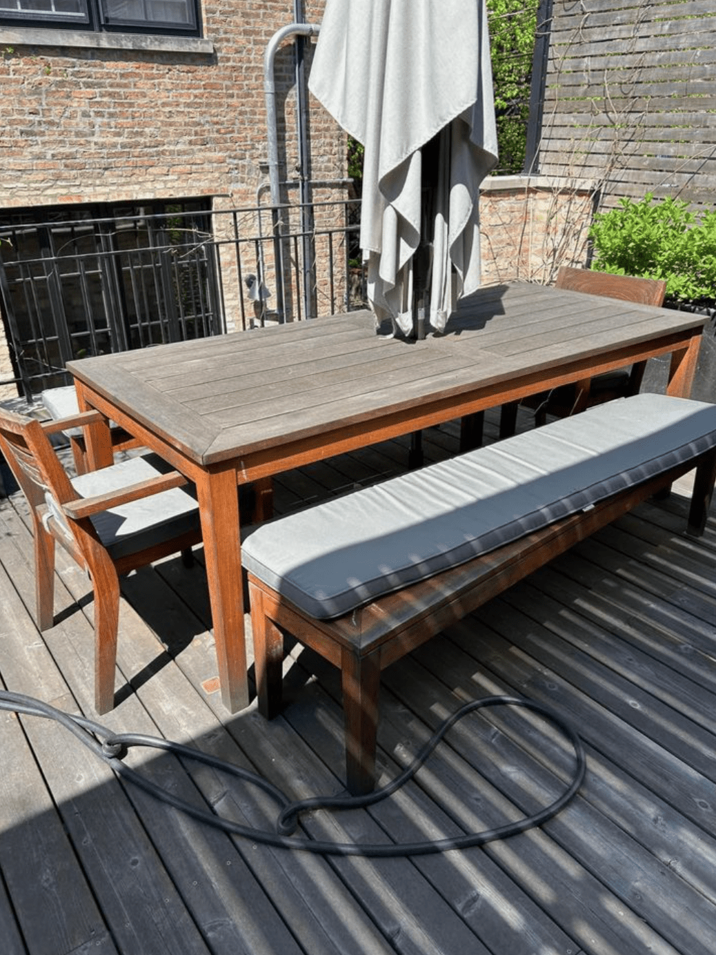 Crate and Barrel Teak Outdoor Dining Set roomii™