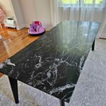 CB2 Harper Black marble dining table