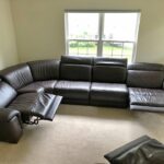 Natuzzi Editions Abele Sectional Leather Recliner Reclining Sofa + Chair Brown