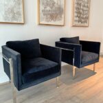 Milo Baughman MCM Black Velvet Chairs