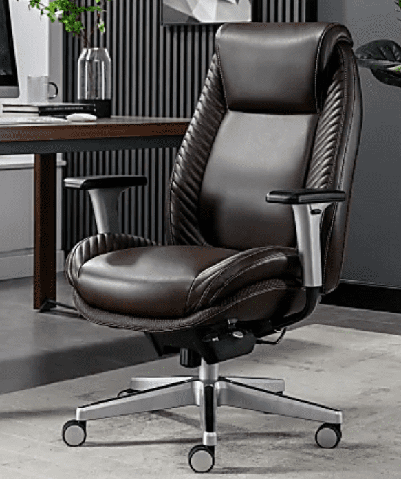 Ergonomic Brown Leather Office Chair