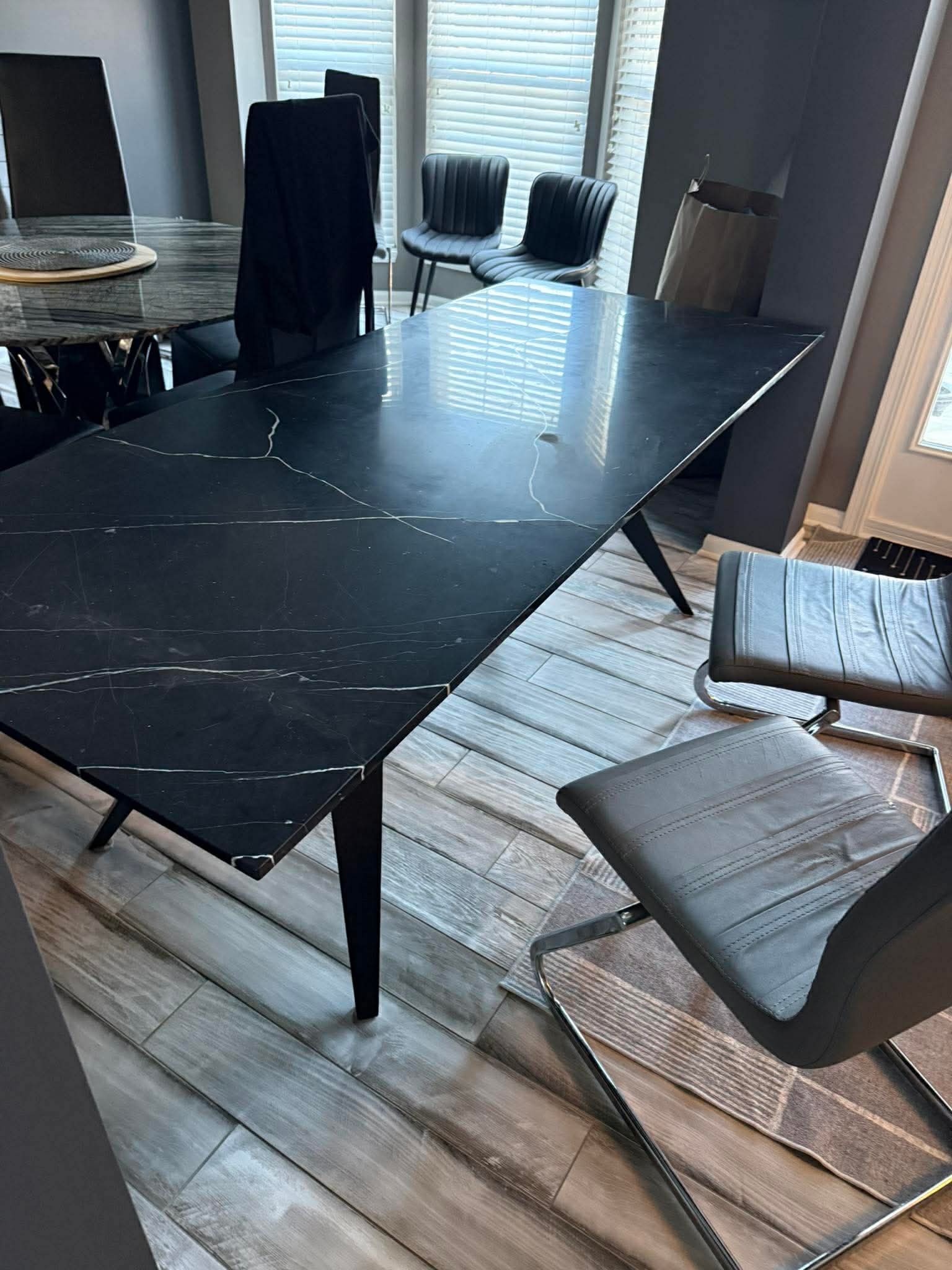 CBS / Harper Black CB2 Modern Black Marble Dining Table - roomii™
