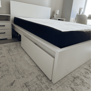 Ikea Modern White Platform Bed with Storage