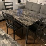 Gray Upholstered Sofa and Marble Dining Set